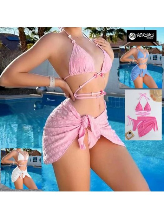 Costume da Bagno Mare Donna 2 Pezzi Bikini con Pareo 550033D